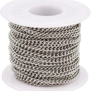 32.8 Feet 304 Stainless Steel Curb Chains Metal Colors Unwelded Twisted Cable Ch